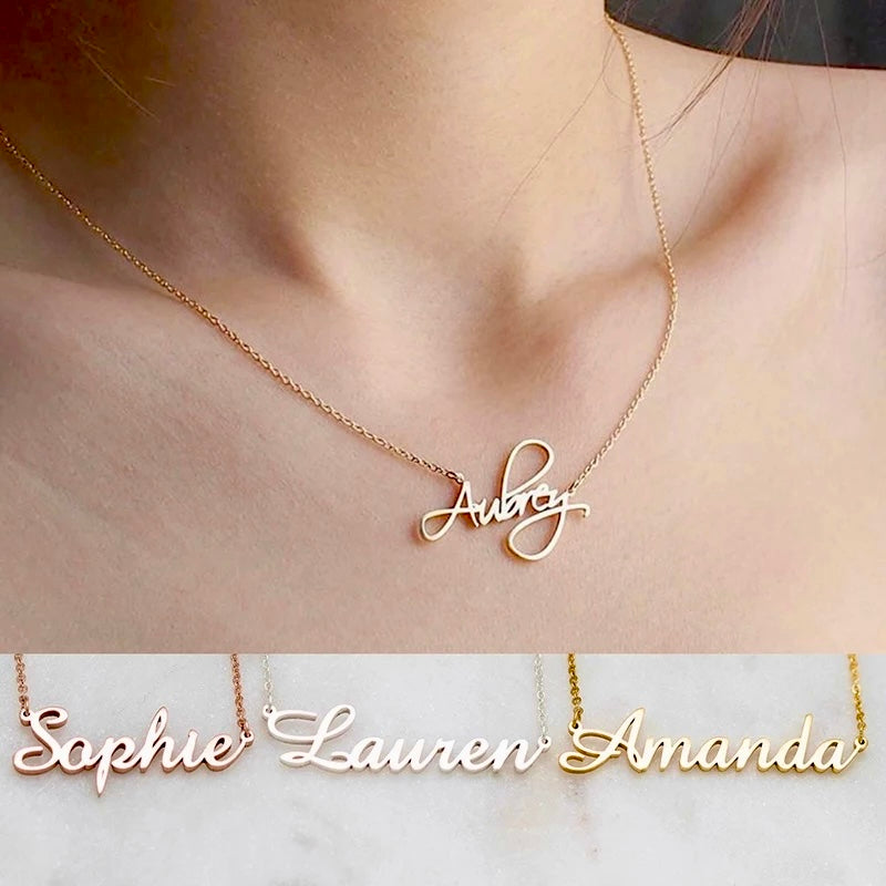 personalised name necklace gold