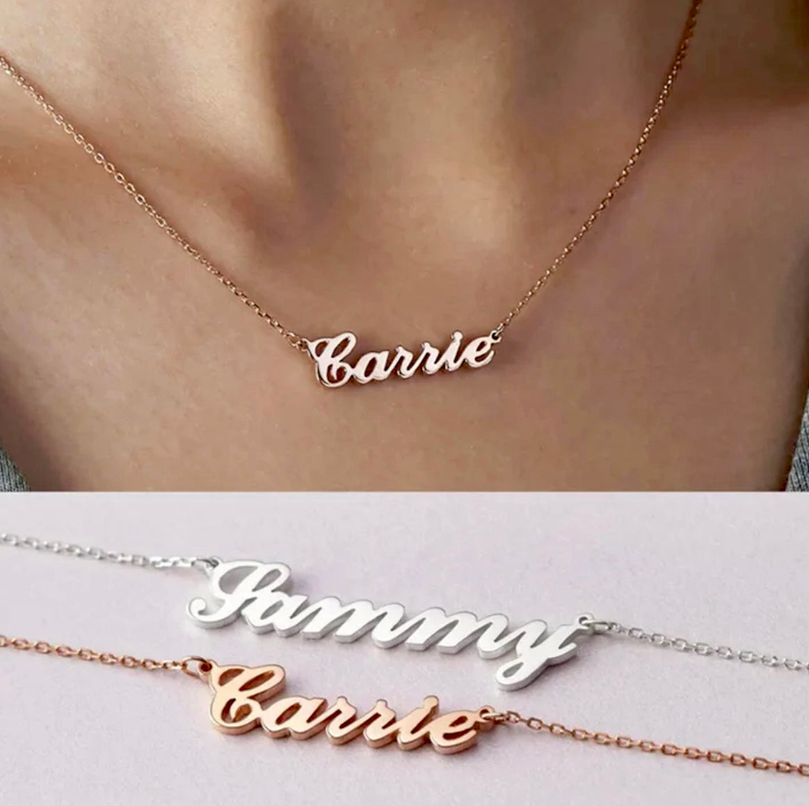 personalised name necklace gold