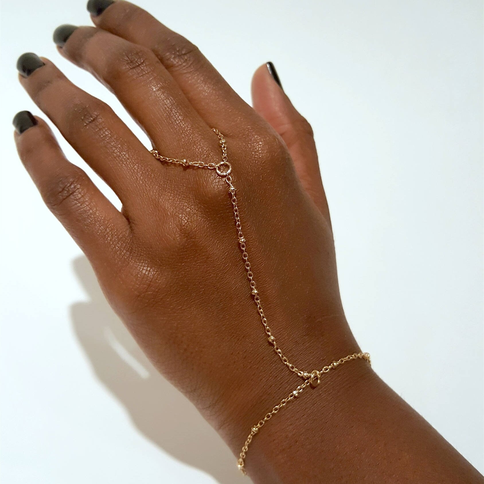 14kt Gold Fill Hand Chain Bracelet, Dainty Minimalist Bracelet, Sterling  Silver Ring Attach Bracelet, Ring Bracelet, Layer Bracelet, GEHATI - Etsy