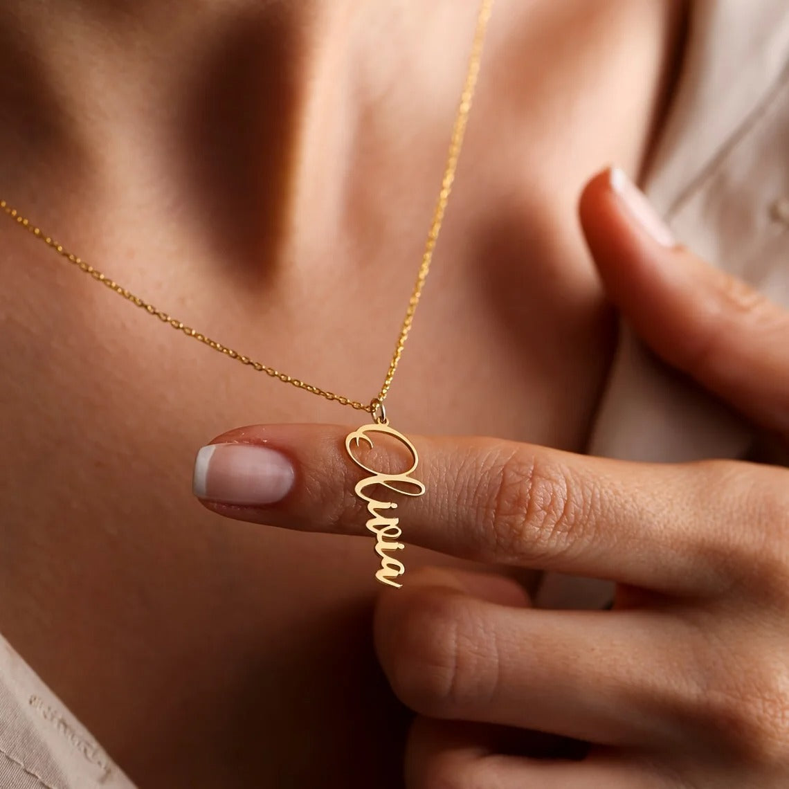 Personalised Vertical Nameplate Necklace