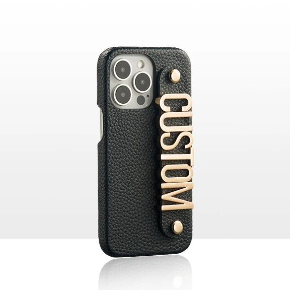 Personalised iPhone Case - Leather & Gold Metallic Letterscustom Personalised iPhone Case - Leather & Gold Metallic Letters