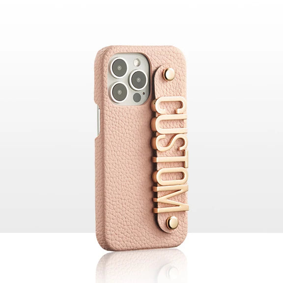 Personalised iPhone Case - Leather & Gold Metallic Letters