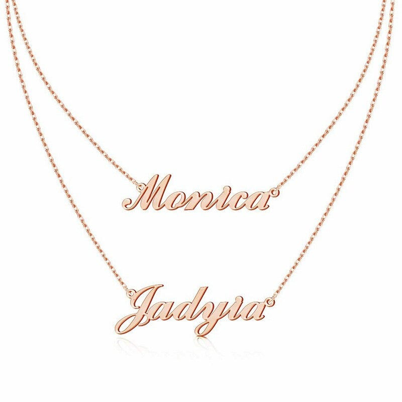 Two layer hot sale name necklace