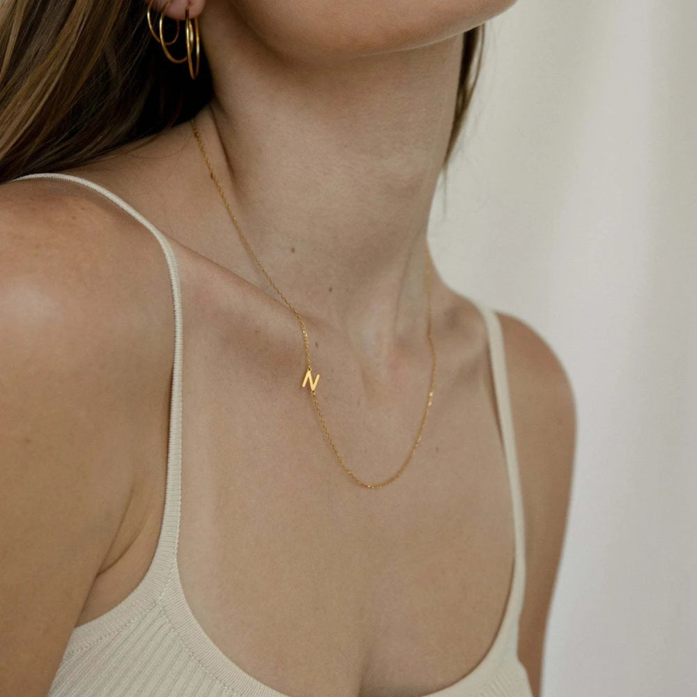 Small gold initial on sale necklace