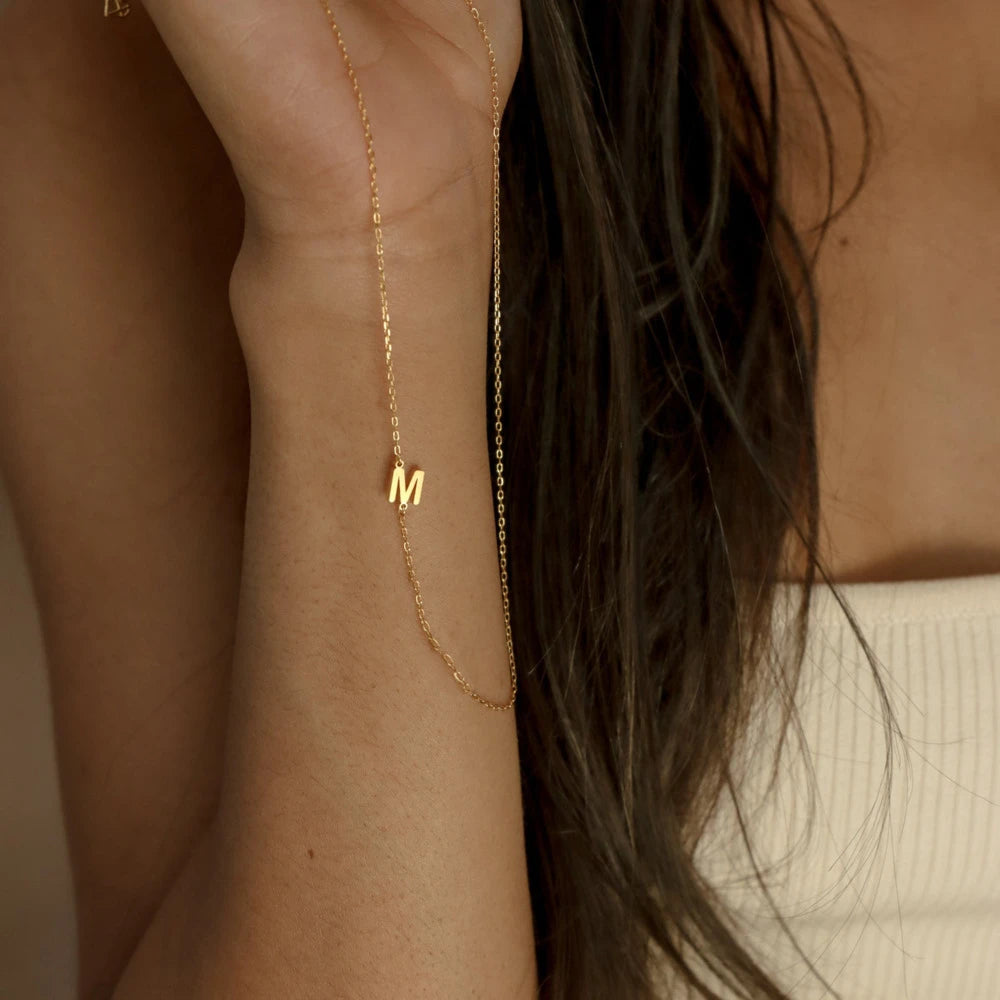 Sideways m outlet initial necklace