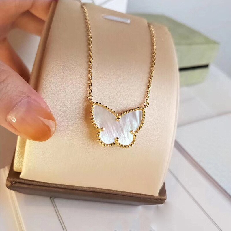 Fake van cleef hot sale butterfly necklace