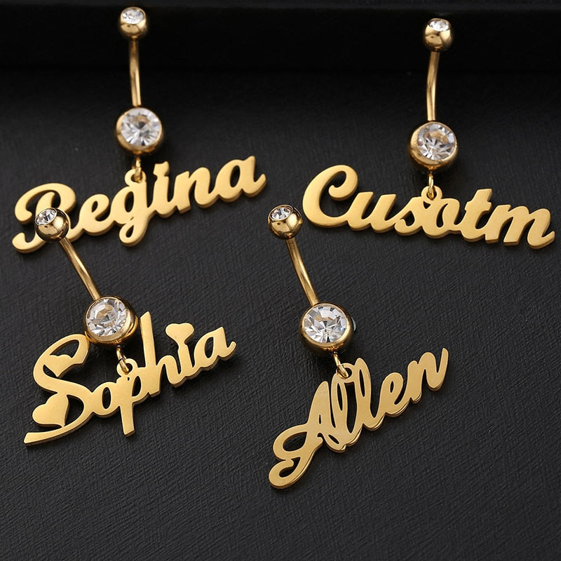 Belly button sale rings with names