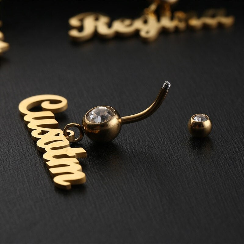 Nameplate on sale belly ring